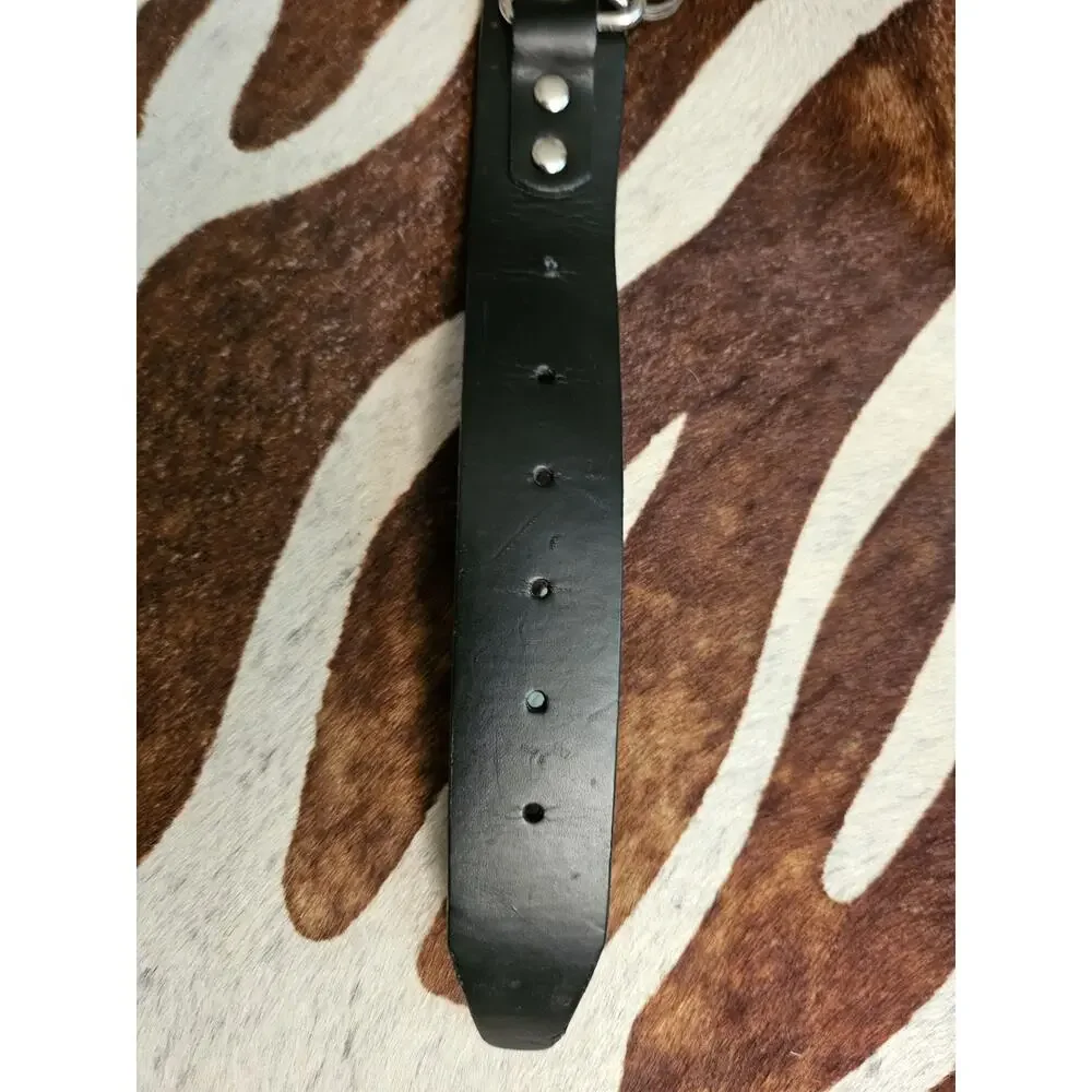 Vintage HOT TOPIC Gothic Punk Black O-Ring Bondage Belt Silver Hardware Rivet 36